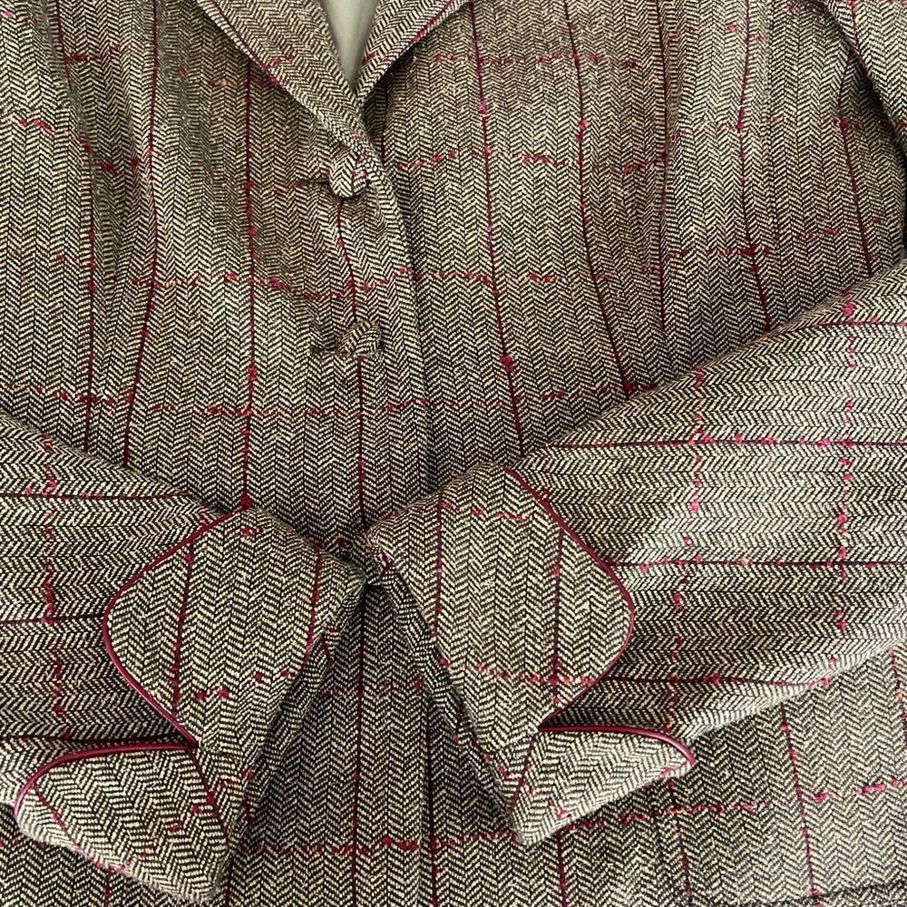 Kay Unger Women Green Red Plaid Timeless Classic Wool Silk Blend Blazer Jacket 6 - Picture 7 of 13